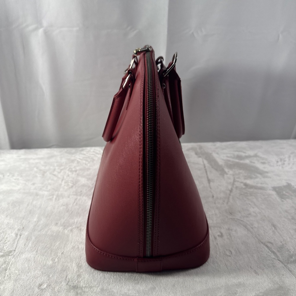 Pulicati Red Italian Leather Dome Bag - Picture 4 of 8